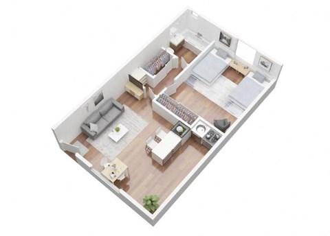 Floor plan for 1 bed, 1 bath, 450 sqft